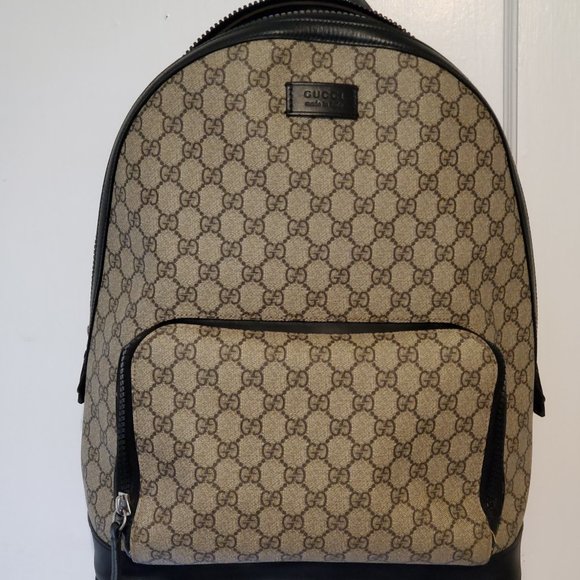 GUCCI GG Monogram Supreme Backpack Bag Beige 406370